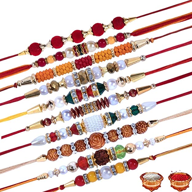 PIKIPOO Bamboo Rakhi Set With Roli Chawal For Unisex Adult