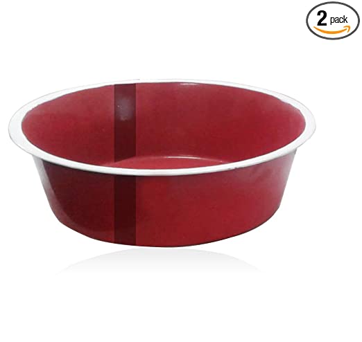 Profusion Pet Dog Cat Bowl for Drinking and Eating(Red, Medium, Set of 2, Capacity-2000 ML)