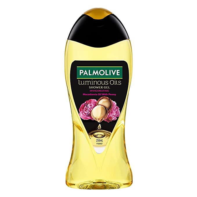 Palmolive Luminous Oil Invigorating Body Wash for Women, Gel Based Shower Gel with 100% Natural Macadamia Oil & Peony Extracts - pH Balanced, No Parabens, No Silicones, 250 ml Bottle