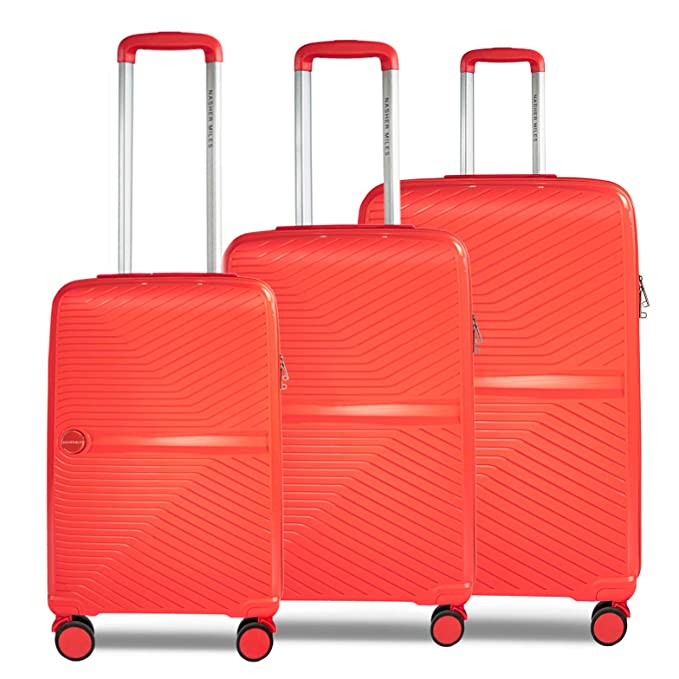 Nasher Miles Bruges 20, 24, 28 Inch ,Set of 3, Hard-Sided, Polypropylene Luggage, Red 55, 65 and 75 cm Trolley Bag