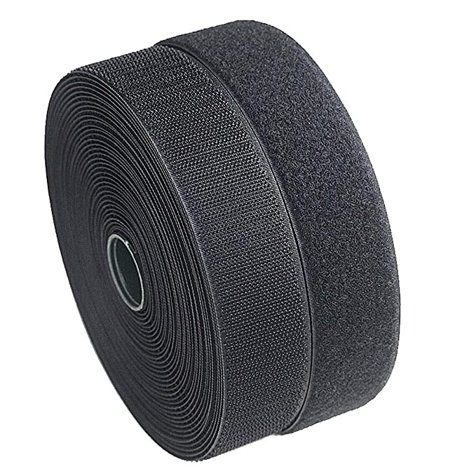 Sunkizzrs® 5m Hook + 5m Loop (Width-25mm) Tape Roll Strips with Adhesive Back Mounting Tape for Picture and Tools Hanging Pedal Board Fastening Black Stick-On Tape