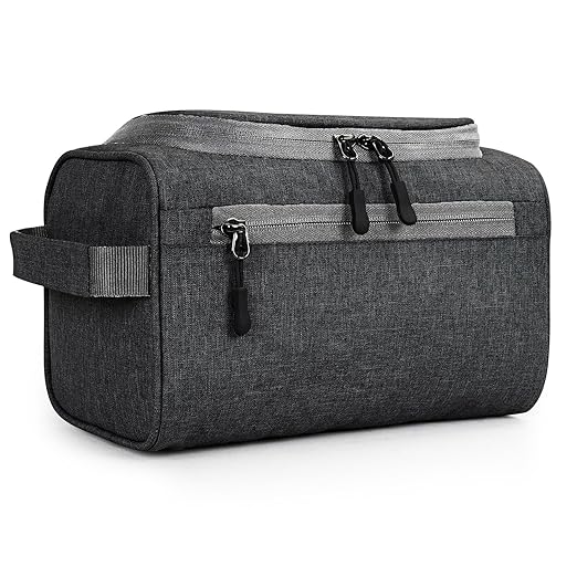 FATMUG Polyester Travel Bag -Toiletry Organizer Hanging Dopp Kit For Men, Cosmetics Pouch For Women- Dark Grey - 6 Cm, S