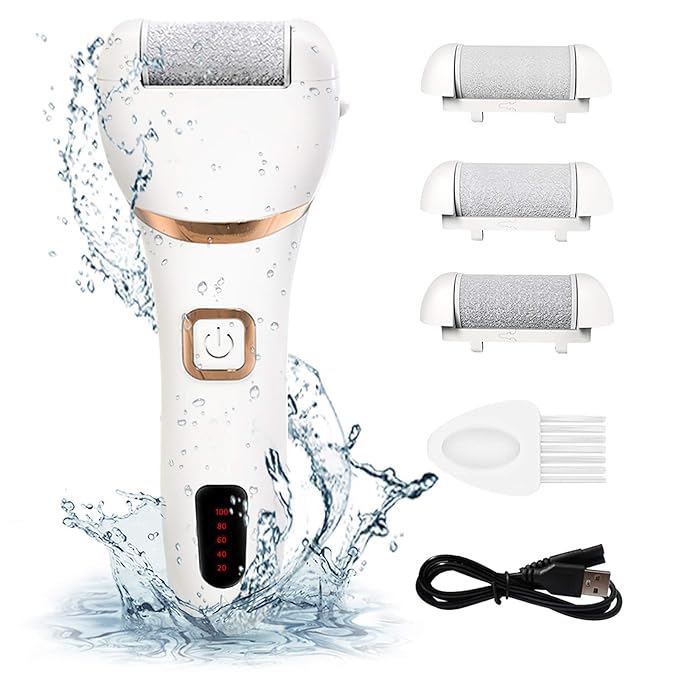 [Apply Coupon] - DIOZO Electric Callus Remover, Rechargeable Electronic Feet File Pedicure Foot FilerFoot Rasp with IPX7 Waterproof Design for Dry Cracked Dead Skin with 3 Roller Heads, 2 Speed