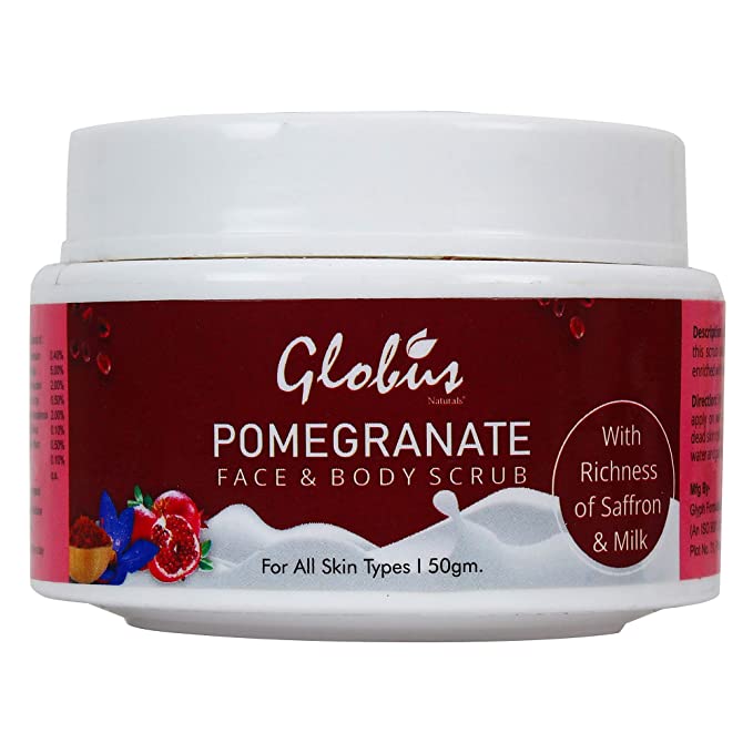 Globus Naturals Pomegranate Scrub With Saffron Milk and Sandalwood, 50 g
