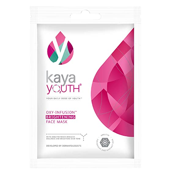 Kaya Youth Oxygen Boost Brightening Face Mask,15 min Instant Home Facial Mask,Reduce Dullness,Brighten Skin Tone,Glowing Skin,Developed by Dermatologists, 1 pc