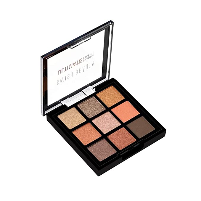 Swiss Beauty Ultimate 9 Pigmented colors Eyeshadow Palette| Long wearing and Easily Blendable Eye makeup Palette | Matte, Shimmers and Metallic | Multicolor - 03, 6gm |