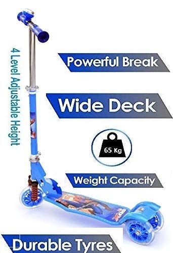 Crown Wheel Height Adjustable Folding Kick Kids Scooty Scooter Tricycle for Indoor & Outdoor Fun with with Brake, Bell, LED (Strongest Power Scooter)