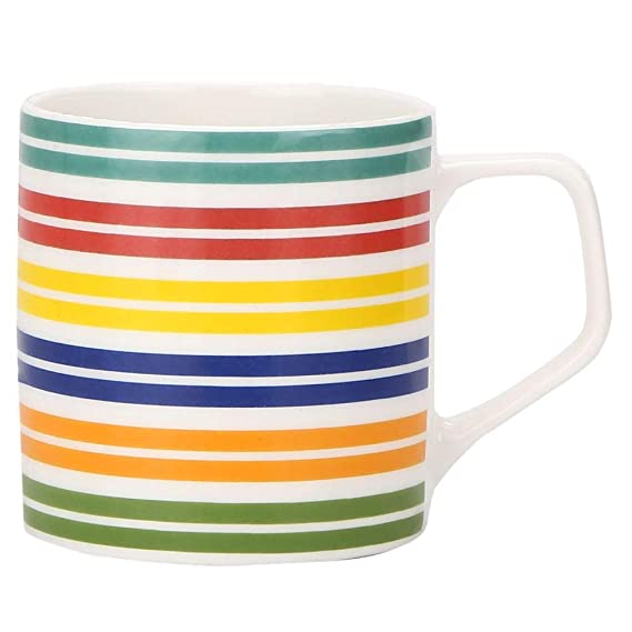 Ivy HomeStop Cylindrical Colour Splash Stripe Mug (Mixed Pastels)