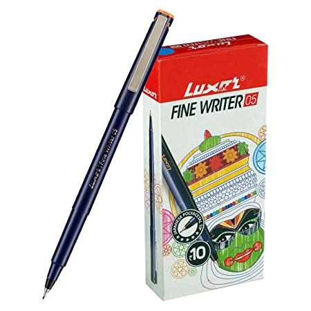 Luxor Finewriter Orange color (Pack of 10 Pen)