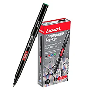 Luxor 1236 CD/DVD/OHP Marker - Green - Box of 10