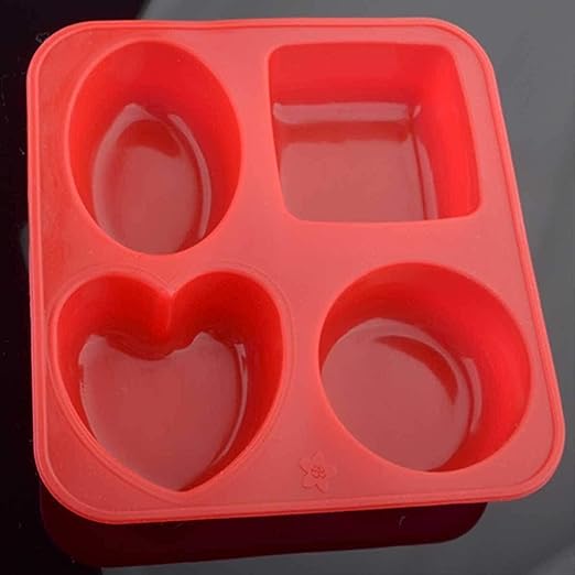 Clazkit Silicone Circle, Square, Oval and Heart Shape Soap Cake Making Mould, Multicolor