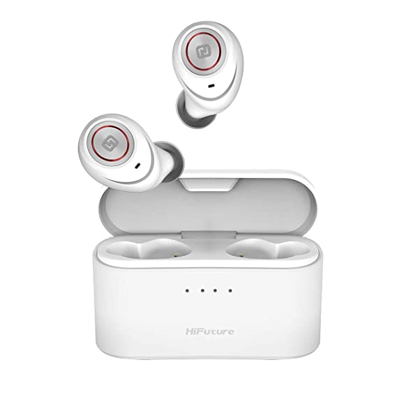 HiFuture TidyBuds Pro - TWS Earbuds with Wireless Charging Case (3000 mAh), Battery Powerhouse with 100H of Combined Playback, Powerbank Function, Ultra Bass Sound, Binaural Calls - White