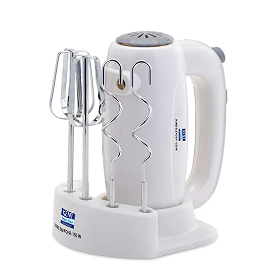 KENT 150W, 5 Speed Control, Copper Motor, Multiple Beaters, Overheating Protection, Food Grade Plastic Body Hand Blender (White)