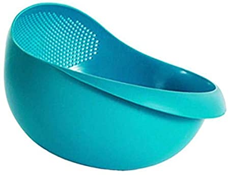 KNK Marketing Pvt. Ltd Plastic Washing Bowl and Strainer for Rice, Fruits, Vegetable, Noodles, Pasta for Storing and Straining (22x18x12 cm)