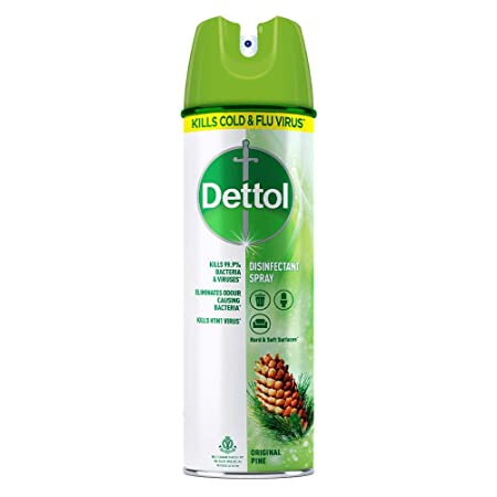 Dettol Disinfectant Sanitizer Spray Bottle | Kills 99.9% Germs & Viruses | Germ Kill on Hard and Soft Surfaces (Original Pine, 225ml)