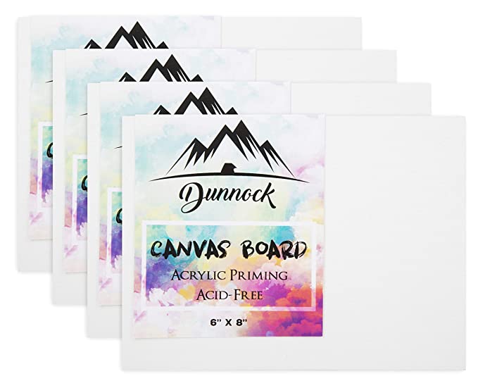 Dunnock Medium Grain Cotton Canvas Board, 6 x 8 inch, Set of 4, White