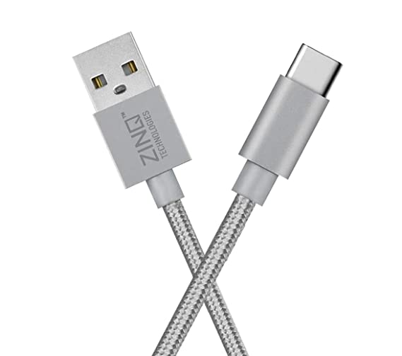 Zinq Technologies USB Type C to USB Type A 2.0 Cable for Smartphone (Silver)