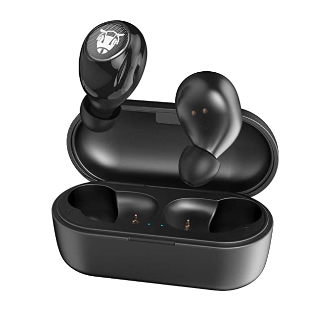 Ant Audio Wave Sports 750 Bluetooth Wireless Earphone TWS 5.0 Touch Control Earbuds IPX5 Waterproof 9D Stereo Music Headset Built-in Mic with 300mAh Power Case - Black