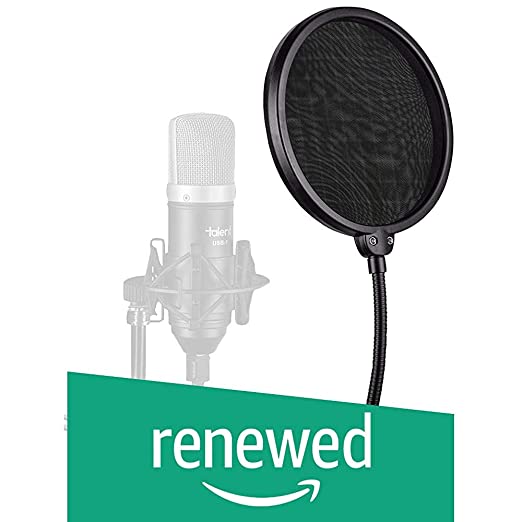 (Renewed) Juarez Pf-100 6-Inch Studio Microphone Pop Filter Shield Mask, Double Mesh Wind Screen With 360° Flexible Gooseneck And Quick Mount Or Release Clamp