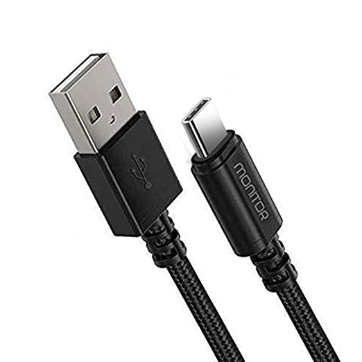 Monitor Type C Usb Cable Fast Charging For Laptop, Smartphone, Tablet Samsung Galaxy S10E S10 S9 S8 Plus S10+, Note 10 Note 9 Note 8, S20, M31S / M40 Realme X3, Lg, Pixel 2 Xl (Black, 5Ft)