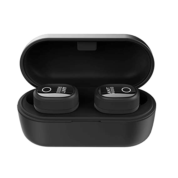 Ant Audio Wave Sports TWS 720 Bluetooth 5.0 Wireless Earbuds IPX5 with Long-Lasting Bass Headset Stereo Headphones in-Ear Dual Channel Earphones Built-in Mic with Charging Case - Black