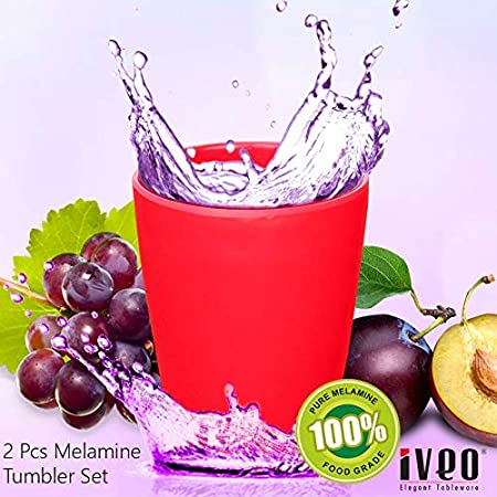 Iveo Melamine Tumbler - 2 Pieces, Red, 300ml