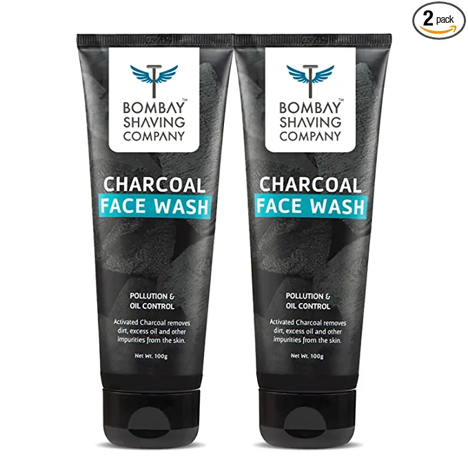 Bombay Shaving Company Charcoal Face Wash for Men | Anti Pollution and Brightening | Oil Control Face Wash For Men - 2 x 100g
