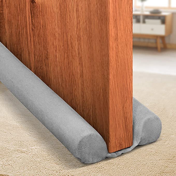 Holikme Twin Door Draft Stopper Weather Stripping Noise Blocker Window Breeze Blocker Adjustable Door Sweeps 34inch Grey