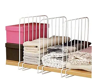Go Hooked Coated Iron Racks Closet Shelf Organiser Shelf Partitions Shelf Separators Shelf Dividers White Durable Sturdy Space Saving Versatile Heavy Duty Efficient Compact Organize Pack of 3
