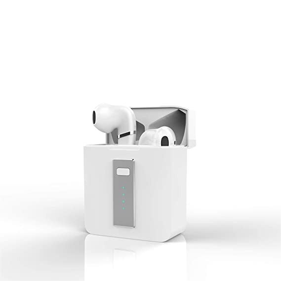 Tiitan True Bluetooth 5.0 Wireless Earbuds with Mic and Touch Controls and Portable Carrying Charging Case X3 for High Definition Hands-Free Music and Calls (White)