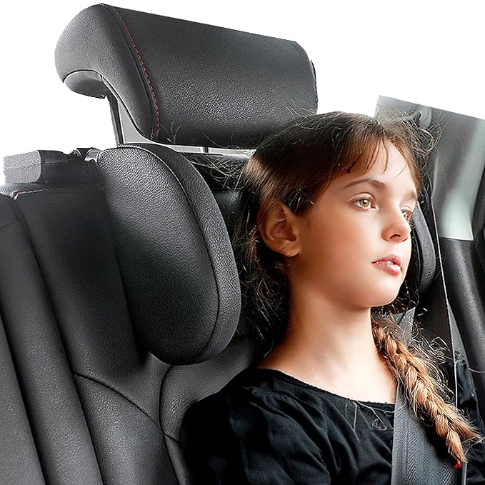 Car Seat Headrest Pillow,Head Neck Support Detachable,Premium seat held Pillow, 180 Degree Adjustable Both Sides Travel Sleeping Cushion for Kids Adults (Black)