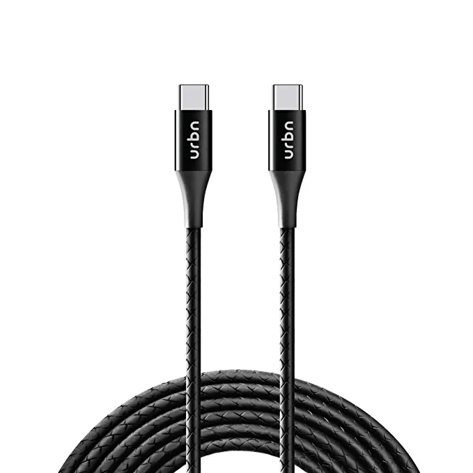 URBN Type-C to Type-C 3 Amp Fast Charging Data and Sync Cable Extra Tough Power Delivery 18W Compatible (4 Feet) 1.2M - Black