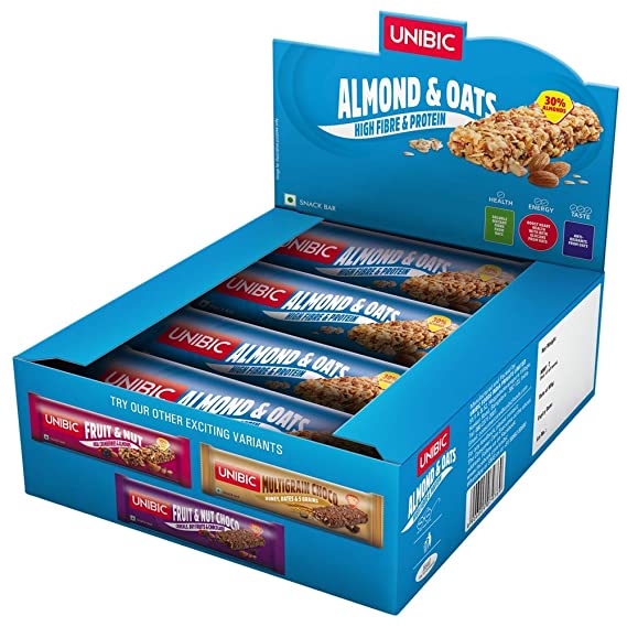Unibic Snack Bar Almond & Oats, 12 x 30 g
