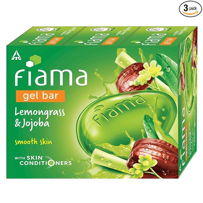 Fiama Gel Bar Lemongrass And Jojoba, 375g (125g - Pack of 3), with Skin Conditioners for Smooth Skin, Bathing Soap for Women & Men, For All Skin Types