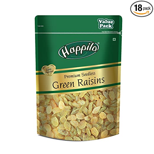Happilo Premium Seedless Green Raisins 500g Value Pack| Kishmish | Nutritious| Rich in Iron
