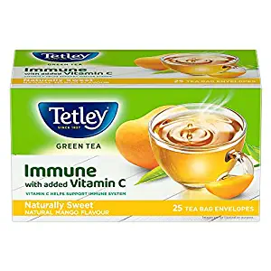 Tetley | Naturally Sweet Green Tea with Mango Flavour | Immune with Added Vitamin C | Green Tea | 25 Tea Bags