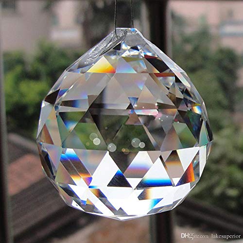 Discount4product Crystal Chandelier Parts Prisms Pendants Balls Suncatchers Garland Glass Beads Split Rings (30 Mm, Clear) -1 Pcs