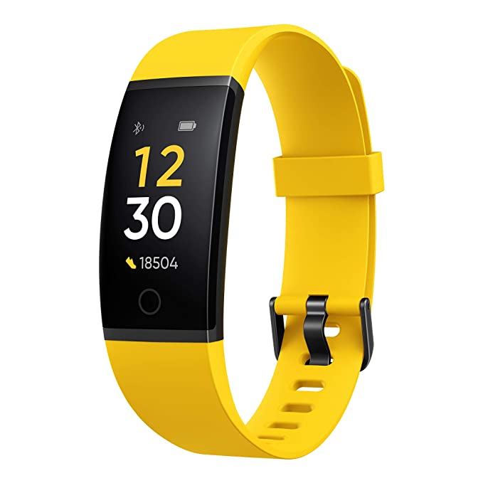 Realme Band (Yellow) - Full Colour Screen with Touchkey, Real-time Heart Rate Monitor, in-Built USB Charging, IP68 Water Resistant