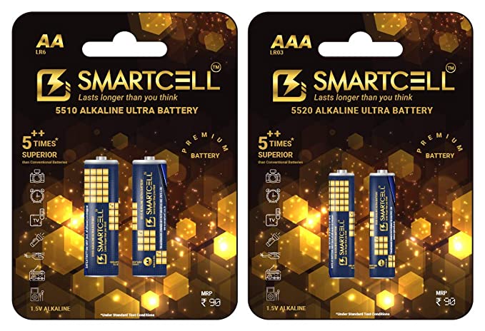 Smartcell 1.5V AA & AAA Non-Rechargeable Alkaline Premium Series Battery - Combo Pack of 4