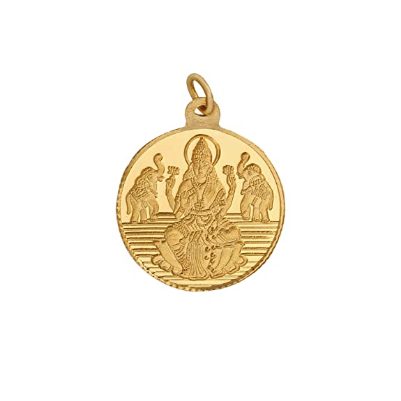 Bangalore Refinery 2 Gram Round Lakshmi 24k (999) Gold Pendant (without hook)