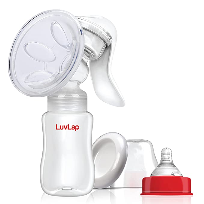 LuvLap Adore Manual Breast Pump, 2 Level Suction Adjustment, Soft & Gentle, BPA Free
