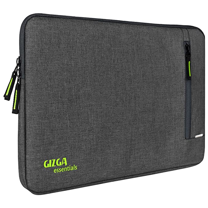 Gizga Essentials 15.6 Inch Laptop Sleeve Case Cover Pouch Bag with Front Pocket| Slim & Water-Resistant Nylon Fabric with Shockproof Foam Padding, Soft Lining & Premium Zipper Closure (Grey)
