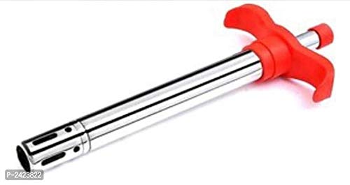 Kitchen4U Stainless Steel Gas Lighter, Silver & Red