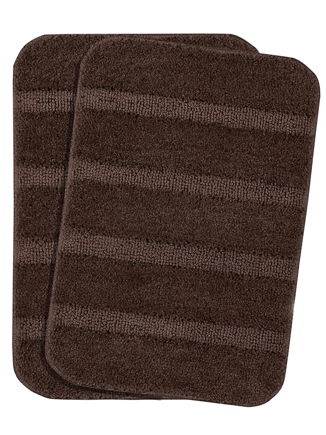 SARAL Home Microfiber Soft Anti Slip Door Mat|Bath Mat Set of 2(Brown, 35X50 cm)