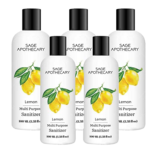Sage Apothecary Lemon Multi Purpose Hand Sanitizer 100 Ml (pack of) Alcohol Based Sanitizer, Kills Germs Instantly, Non Sticky