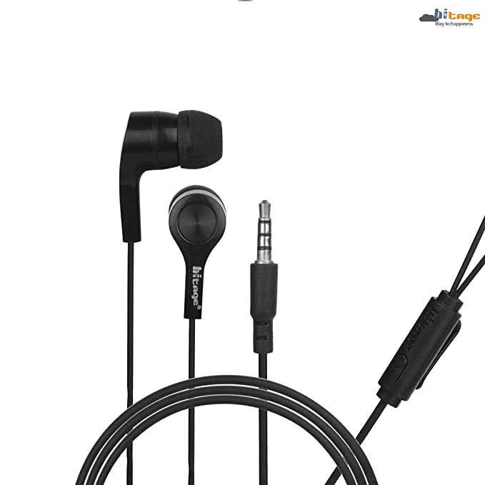 Hitage Basic Plus Crystal Clear Sound Wired Headset with Mic (Black, in The Ear)