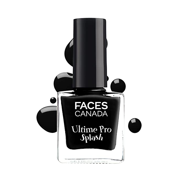 Faces Canada Splash Nail Enamel - Black Beauty 15 | Quick Drying | Glossy Finish | Long Lasting | No Chip Formula | High Shine Nail Polish For Women | Smooth Application | No Harmful Chemicals | 8 ml