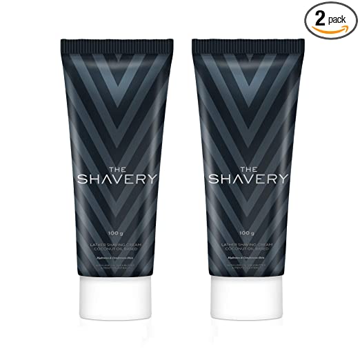 Amazon Brand - The Shavery Lather Shaving Cream (With Lime Oil, Shea Butter & Menthol Extract) - 100g (Pack of 2)