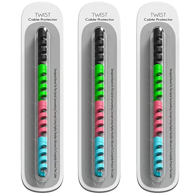 Sounce Spiral Charger 12 Pcs Cable Protector Data Cable Saver Charging Cord Protective Cable Cover Headphone MacBook Laptop Earphone Cell Phone Set of 3