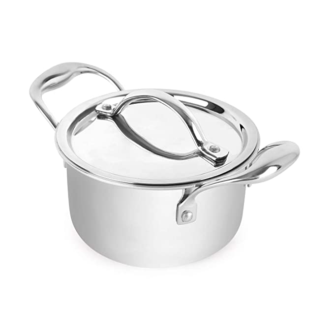 CELLO Armour Induction Base Tri-Ply Casserole with Stainless Steel Lid, Food Capacity - 1.6 Litre, 16cm